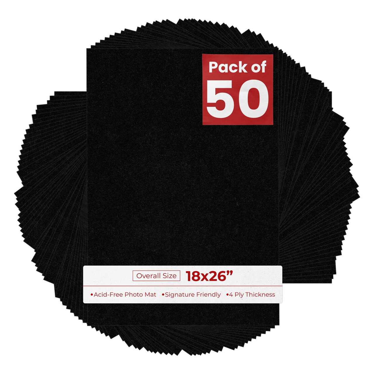 Black with Black Core 18x26 Uncut Mat Board - Blank Sheets, No Opening